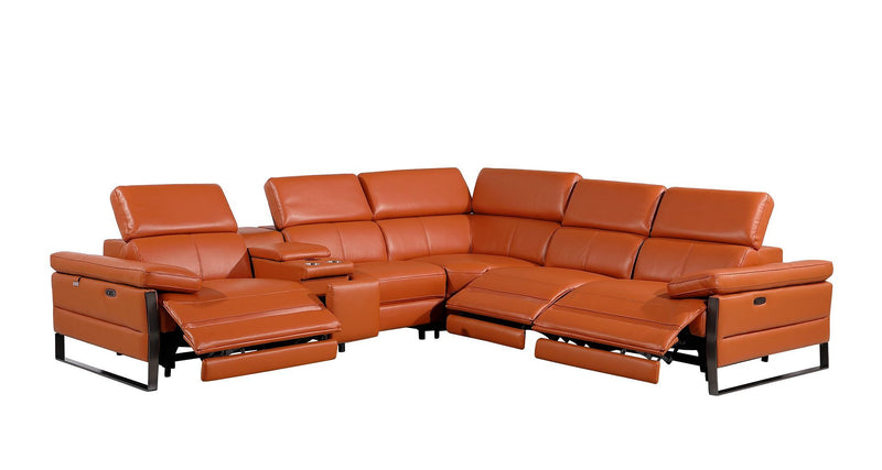 1246 - 6-Piece L-Shaped Modular Power Reclining Sectional With 3 Power Recliners And Power Headrests