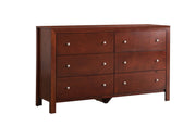 Cherry wood Summit dresser by Glory Furniture with multiple drawers and sleek design, ideal for bedroom storage.