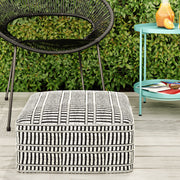 Safford - Square Woven Outdoor / Indoor Pouf - Black / White - R&R Furniture Gallery (Fountain Valley, CA)