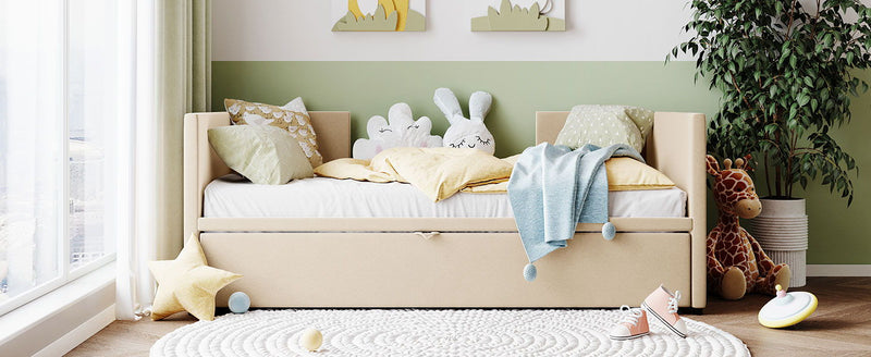 Twin Size Upholstered Daybed With Pop Up Trundle - R&R Furniture Gallery (Fountain Valley, CA)