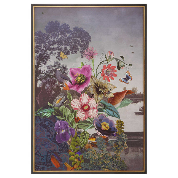 Serene Garden Fantasy - Framed Print - Blue / Gray / Green