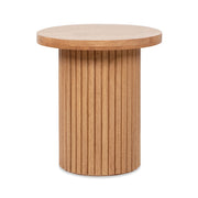 Kenzie - Fluted Pillar Round Accent Side Table - Light Natural Brown - R&R Furniture Gallery (Fountain Valley, CA)
