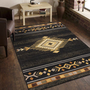 Tribes - 2'7" X 7'3" Southwest Area Rug Polypropylene - Black - R&R Furniture Gallery (Fountain Valley, CA)