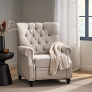 Noble House Welch contemporary tufted pushback recliner with cushioned upholstery and modern design, in a living room setting.