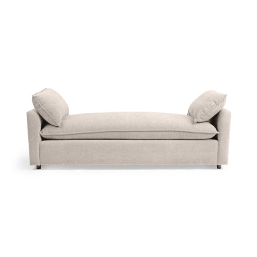Classic Home Caplan backless sofa daybed with plush cushions and sleek wooden legs, ideal for modern living spaces.