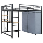 Loft Bed With Desk, Shelves, Power Outlet, LED Light And Wardrobe - R&R Furniture Gallery (Fountain Valley, CA)