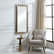 Farrow Copper Industrial Wall Mirror by Uttermost with a gold-finished round frame and vintage-inspired design.