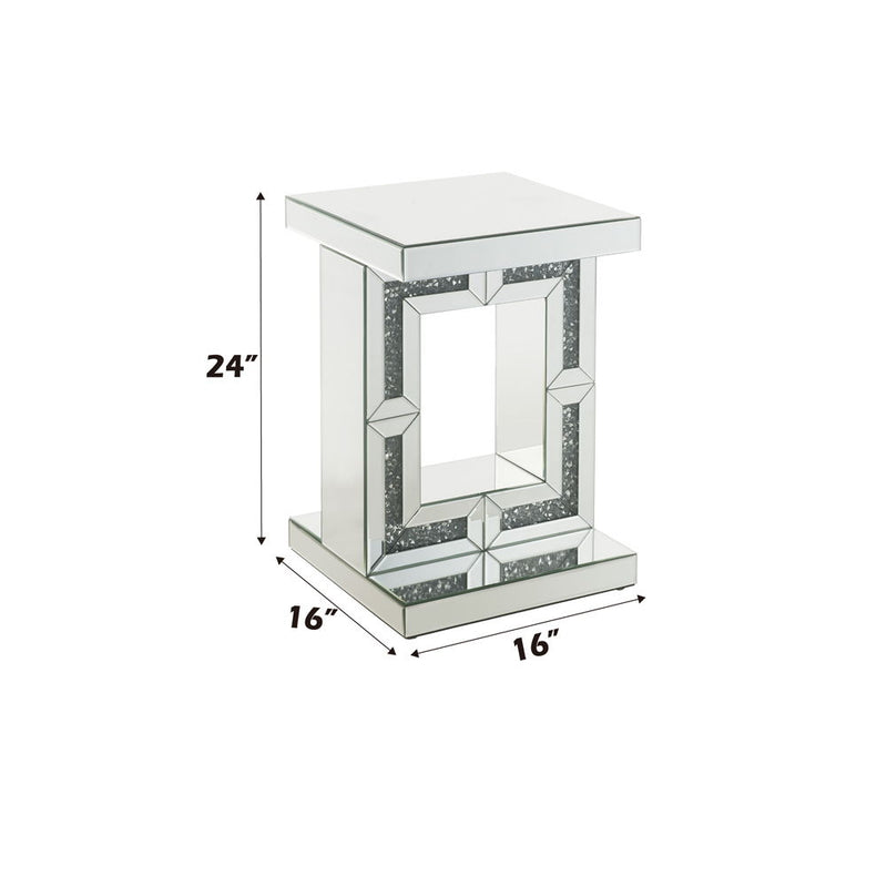 Noralie - 16" Accent Table - Mirrored & Faux Diamonds - R&R Furniture Gallery (Fountain Valley, CA)