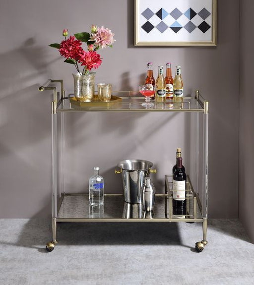 Cirro - Serving Cart - Antique Mirror & Wire Brass - R&R Furniture Gallery (Fountain Valley, CA)