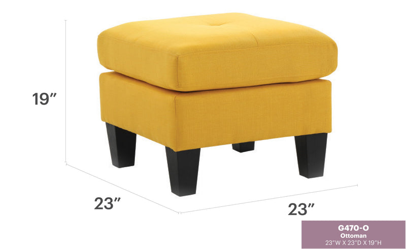 Upholstered Ottoman by Glory Furniture, stylish casual ottoman with soft fabric, ideal for modern living room or lounge spaces.