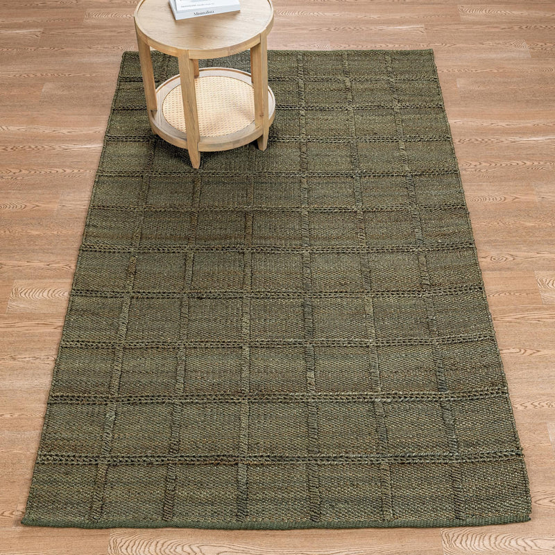 Classic Home Aberdeen jute area rug with natural woven texture and neutral color, ideal for living room or bedroom decor.