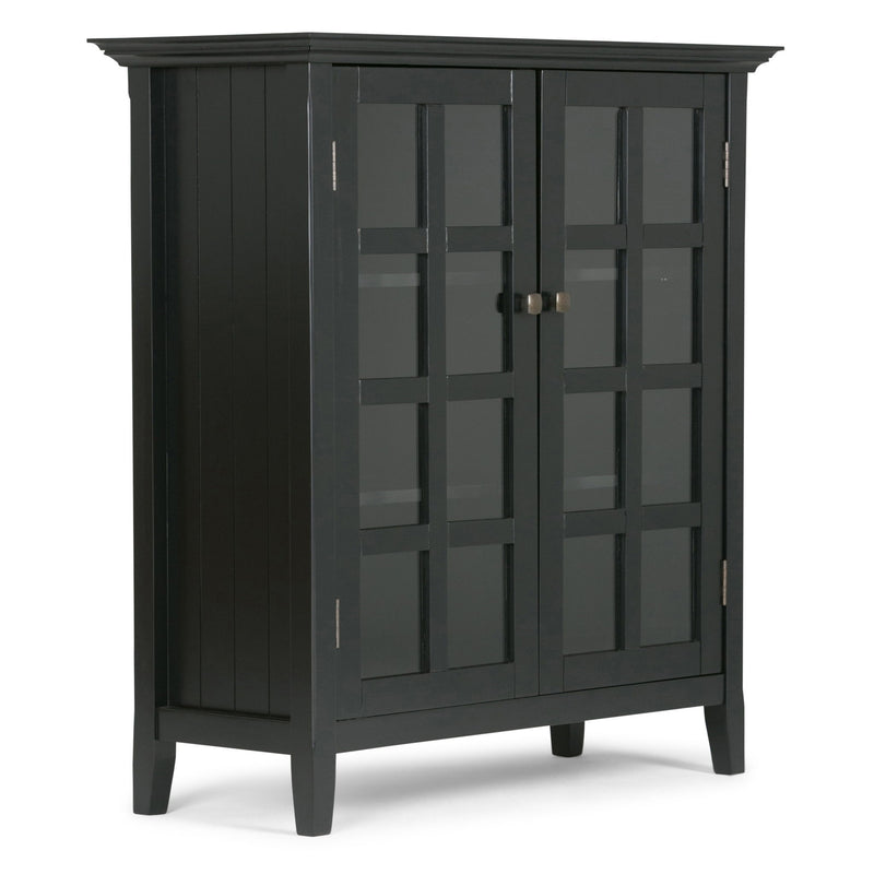 Handcrafted Acadian medium storage cabinet by Simpli-Home, showcasing a natural wood finish and functional accent cabinet design.