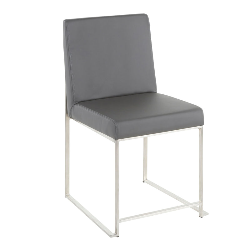 Lumi Source Fuji high back contemporary dining set with glass tabletop and four matching chairs, modern 5-piece dining room furniture.