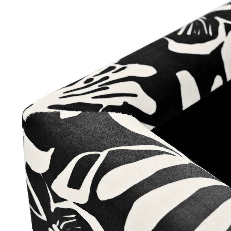 Luxury Storage Ottoman With Floral Patterned Fabric, Soft-Close Hinges, Multi Functional - R&R Furniture Gallery (Fountain Valley, CA)