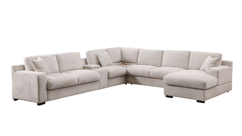 Celine - Fabric Corner Sectional Sofa With Right-Facing Chaise, Cupholders, And Charging Ports - R&R Furniture Gallery (Fountain Valley, CA)
