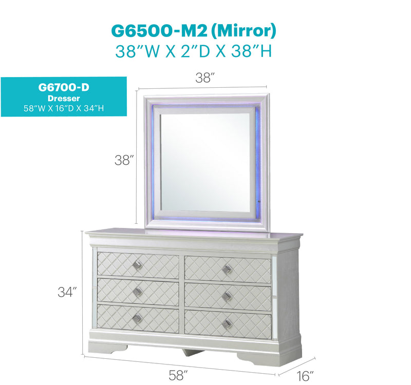 Glory Furniture Verona dresser with multiple drawers and a sleek wooden finish, ideal for bedroom storage.