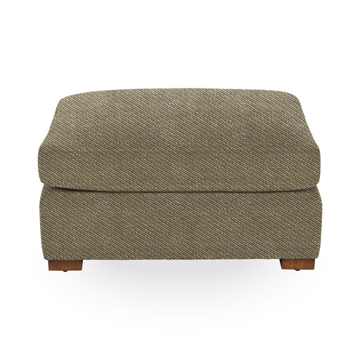 Classic Home Audrey upholstered ottoman with plush fabric, featuring a rectangular shape and stylish design for living room decor.