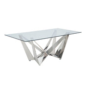 Dekel - Dining Table - Clear Glass Top & Stainless Steel - R&R Furniture Gallery (Fountain Valley, CA)