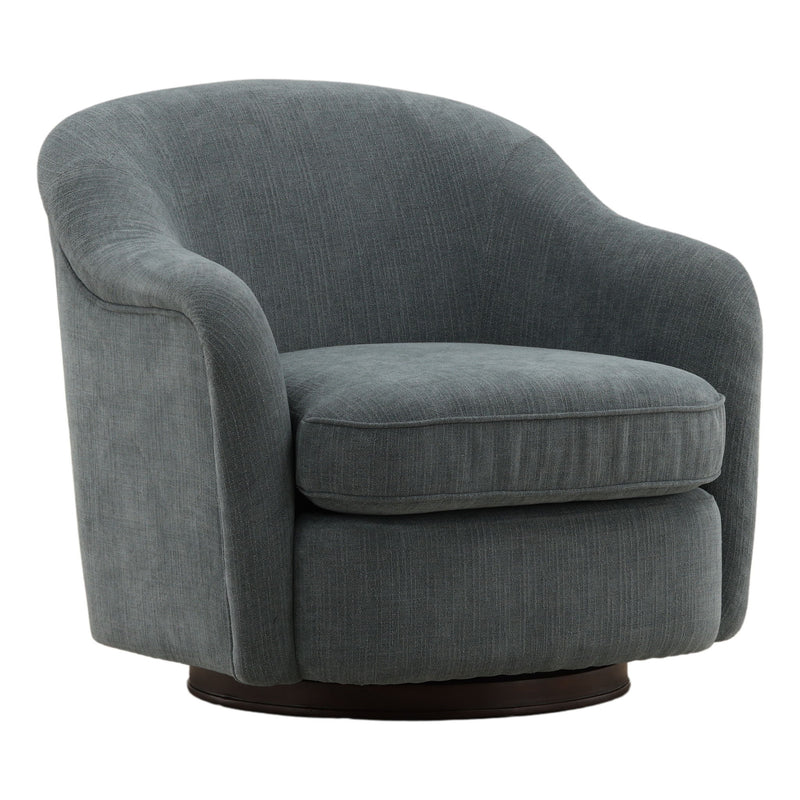 Lili - Swivel Chair - Blue And Dark Brown