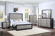 Nicola - Mirror - Silver Synthetic Leather & Black - R&R Furniture Gallery (Fountain Valley, CA)