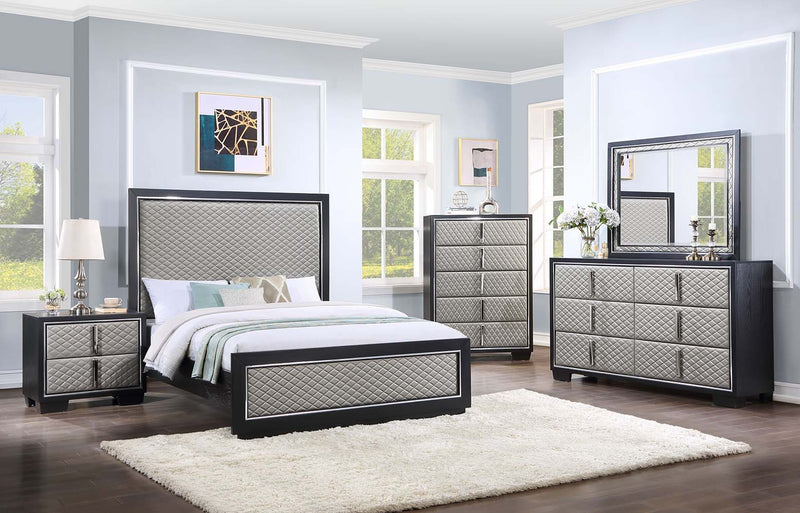 Nicola - Mirror - Silver Synthetic Leather & Black - R&R Furniture Gallery (Fountain Valley, CA)