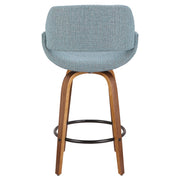 Lumi Source Fabrico mid-century modern counter stool with inviting design, 24-27 inch height, featuring wooden legs and a cushioned seat.