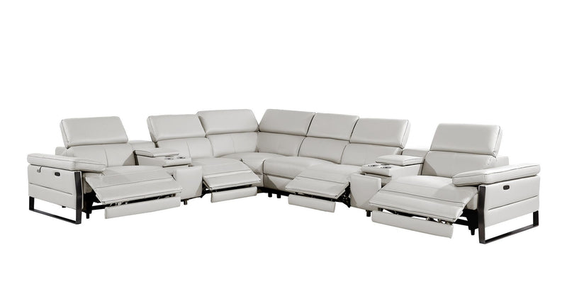1246 - 8-Piece L-Shaped Modular Power Reclining Sectional With 4 Power Recliners And Power Headrests