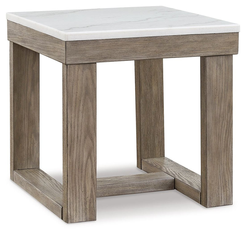 Loyaska - Square End Table - Brown / Ivory - R&R Furniture Gallery (Fountain Valley, CA)
