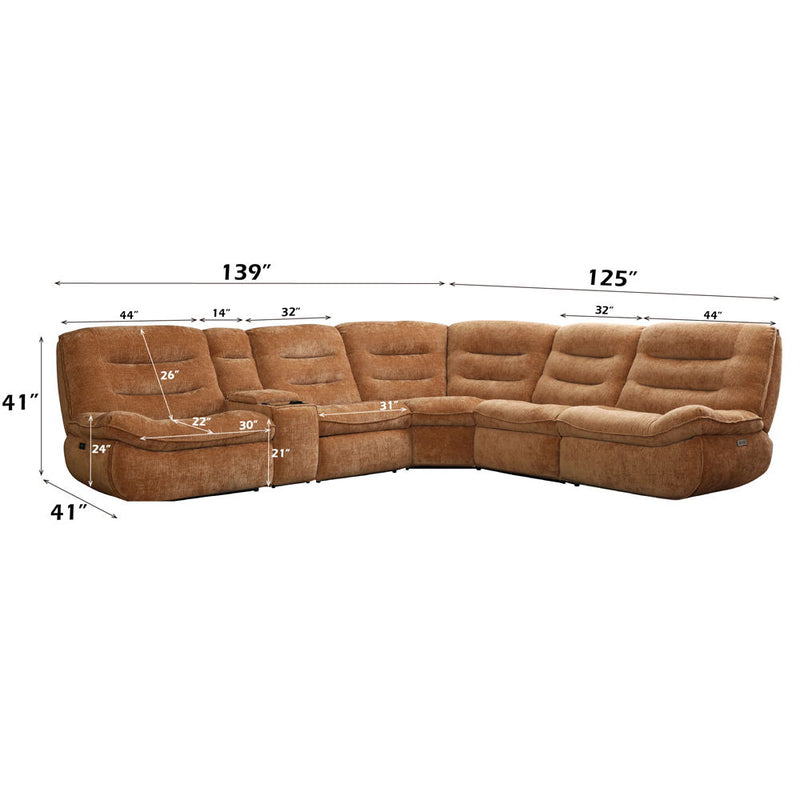 Emmy - Power Motion Sectional Sofa - Orange Chenille - R&R Furniture Gallery (Fountain Valley, CA)