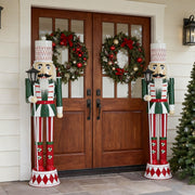 Noble House Christmas nutcracker holiday decor in green, red, and white with durable construction and classic festive design.