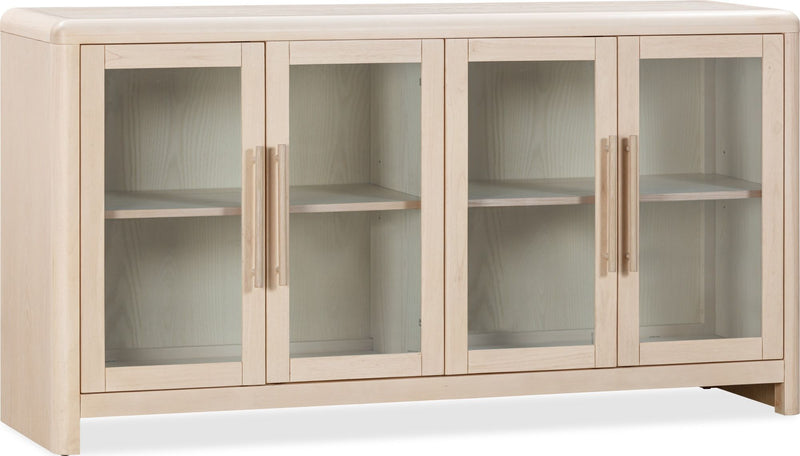 Liv Glass Door Ash Wood Sideboard in White Sand
