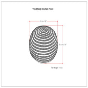 Simpli-Home Yolanda round accent pouf in natural fabric, soft textured top, suitable for living room or bedroom decor.