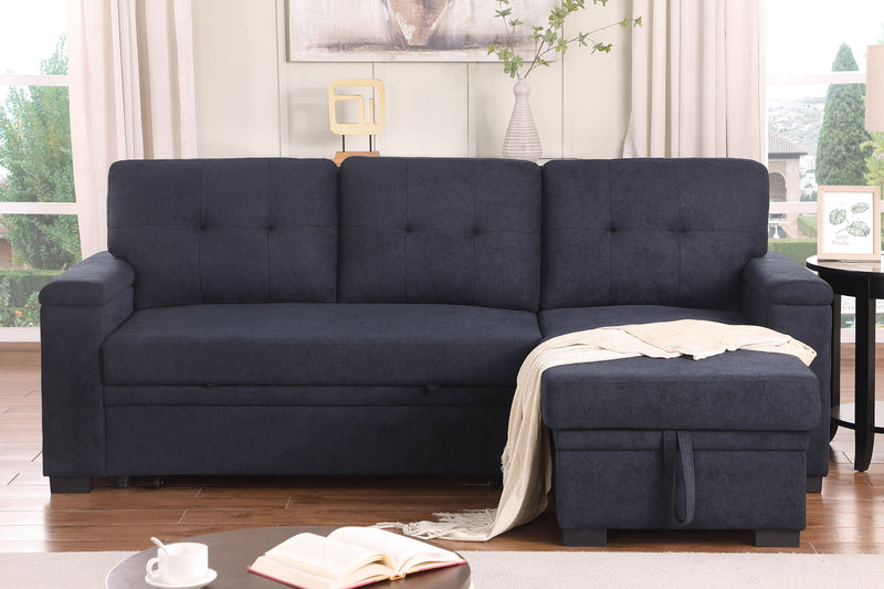 Lucca II - 84.5"W Reversible Sleeper Sectional Sofa with Storage Chaise - R&R Furniture Gallery (Fountain Valley, CA)