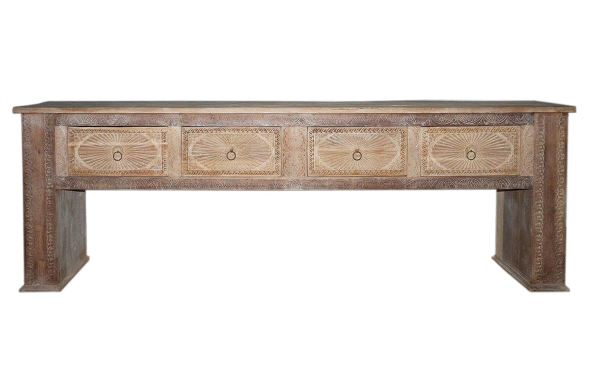 Qena - 4 Drawer Console Table - Butterwood Blend - R&R Furniture Gallery (Fountain Valley, CA)