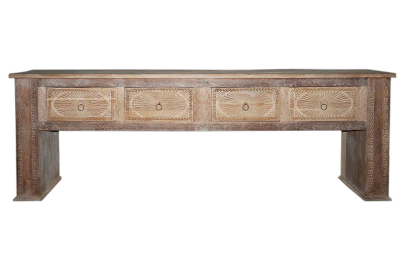 Qena - 4 Drawer Console Table - Butterwood Blend - R&R Furniture Gallery (Fountain Valley, CA)