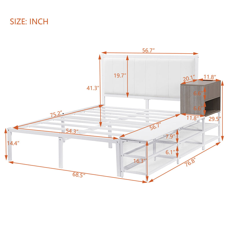 Platform Bed With 2 Tier Storage Shelves, Storage Cabinet - R&R Furniture Gallery (Fountain Valley, CA)