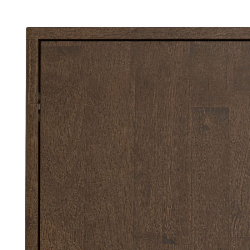Simpli-Home Harper walnut brown 2-door sideboard buffet with sleek design and ample storage space.