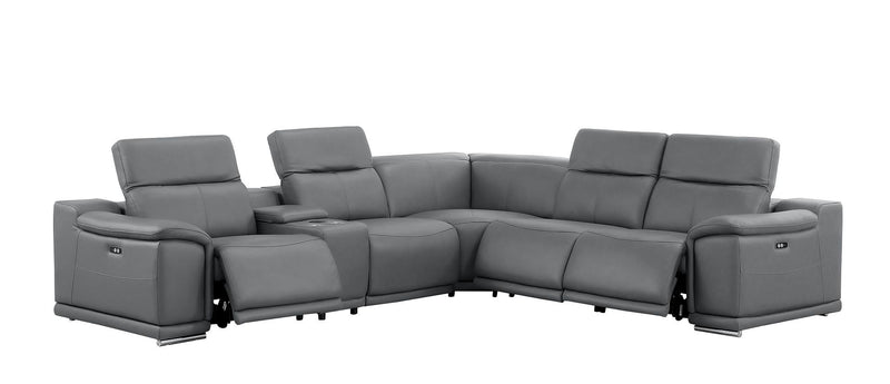 2679 - 6-Piece L-Shaped Power Reclining Sectional In Genuine Leather (3 Recliners)