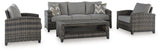 Oasis Court - Sofa, Chairs, Table Set (Set of 4) - Gray - R&R Furniture Gallery (Fountain Valley, CA)