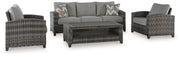 Oasis Court - Sofa, Chairs, Table Set (Set of 4) - Gray - R&R Furniture Gallery (Fountain Valley, CA)