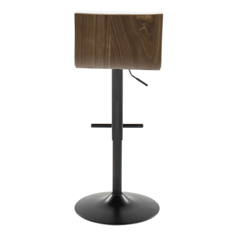 Lumi Source Mason contemporary adjustable barstool set with swivel, straight T-footrest, modern design, and cushioned seat.