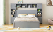 DreamHaus cabinet bed with integrated shelf, storage cabinet, and sockets, featuring a modern design with a sleeping area and functional storage.