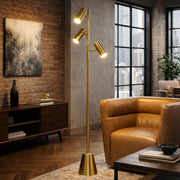 Lumina - Floor Lamp With Rotary Switch Triple Spots Cone Base - Gold - R&R Furniture Gallery (Fountain Valley, CA)