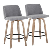 Toriano - Contemporary Fixed-Height Counter Stool & Swivel With Round Footrest (Set of 2) - R&R Furniture Gallery (Fountain Valley, CA)