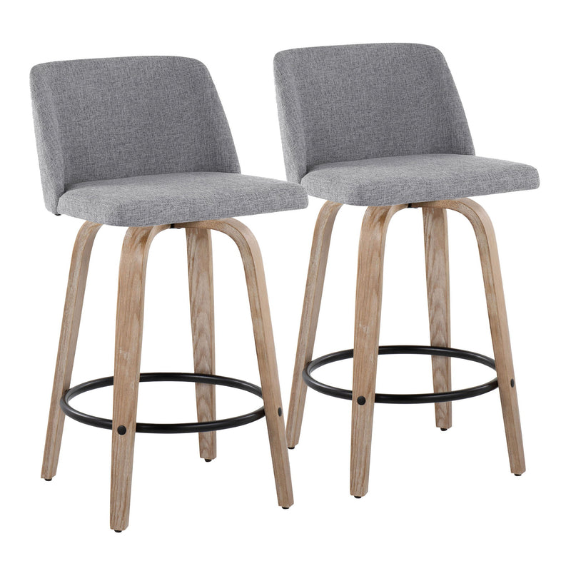 Toriano - Contemporary Fixed-Height Counter Stool & Swivel With Round Footrest (Set of 2) - R&R Furniture Gallery (Fountain Valley, CA)