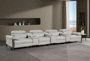 1246 - Modular Power Triple Reclining Triple Console Sofa With Power Reclining Headrests - R&R Furniture Gallery (Fountain Valley, CA)