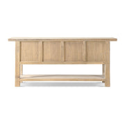 Jennifer Taylor Home Rowan sideboard with lower shelf in natural wood finish, showcasing modern design and spacious storage.