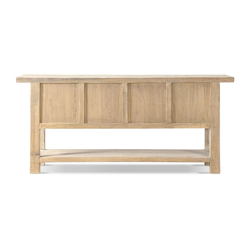 Jennifer Taylor Home Rowan sideboard with lower shelf in natural wood finish, showcasing modern design and spacious storage.