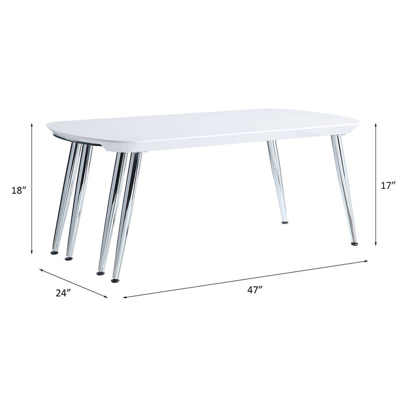 Patina - Coffee Table - White & Chrome - R&R Furniture Gallery (Fountain Valley, CA)