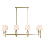 Uttermost Arques 8-light linear chandelier with white and gold finish, featuring modern design and elegant lighting details.